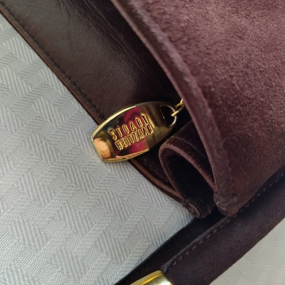 STUART WEITZMAN Brown Suede Leather Bucket Shoulder Bag Made in Spain - Picture 6 of 8